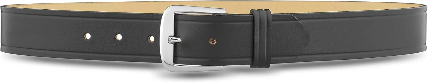 1-1/2" Plain Black Leather Garrison Belt - 100% Genuine Leather w/No Fillers - Comfort Fit for All Day Wear