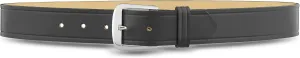 1-1/2" Plain Black Leather Garrison Belt - 100% Genuine Leather w/No Fillers - Comfort Fit for All Day Wear