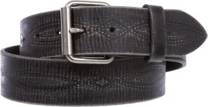 1 3/4" snap on Embossed Vintage Cowhide Thick Leather Casual Jean Belt