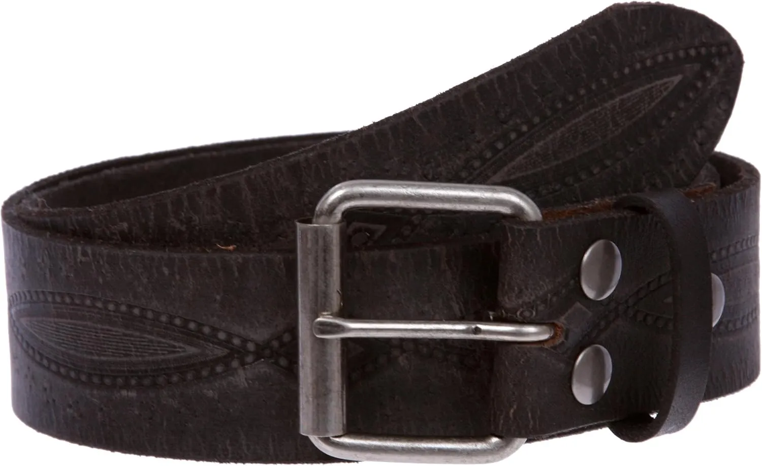 1 3/4" snap on Embossed Vintage Cowhide Thick Leather Casual Jean Belt