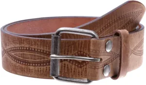 1 3/4" snap on Embossed Vintage Cowhide Thick Leather Casual Jean Belt