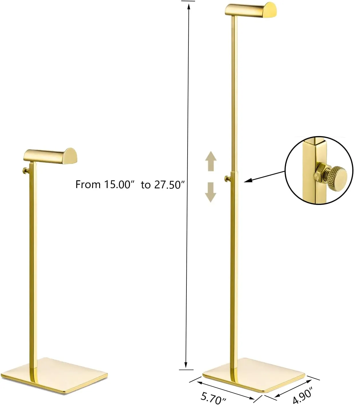 1 Pack Adjustable Height Purse Display Stands, Stainless Steel Handbag Display Stand, Single Hanging Rack for Boutique Store,Gold