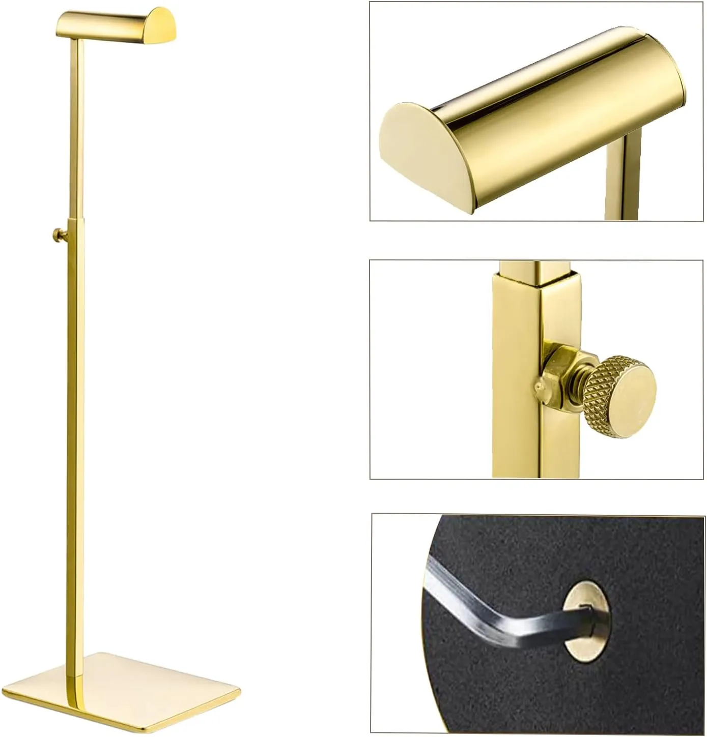1 Pack Adjustable Height Purse Display Stands, Stainless Steel Handbag Display Stand, Single Hanging Rack for Boutique Store,Gold