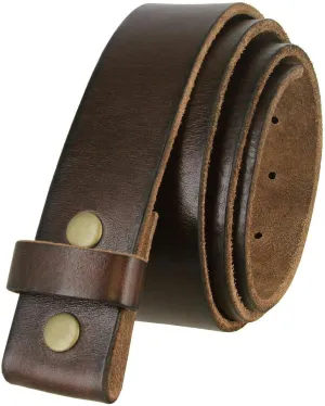 100% One-Piece Full Grain Leather Belt Straps with No Slot Hole/Slot Hole/Heavy-Duty, Multi Options 1-1/2" (38mm) Wide