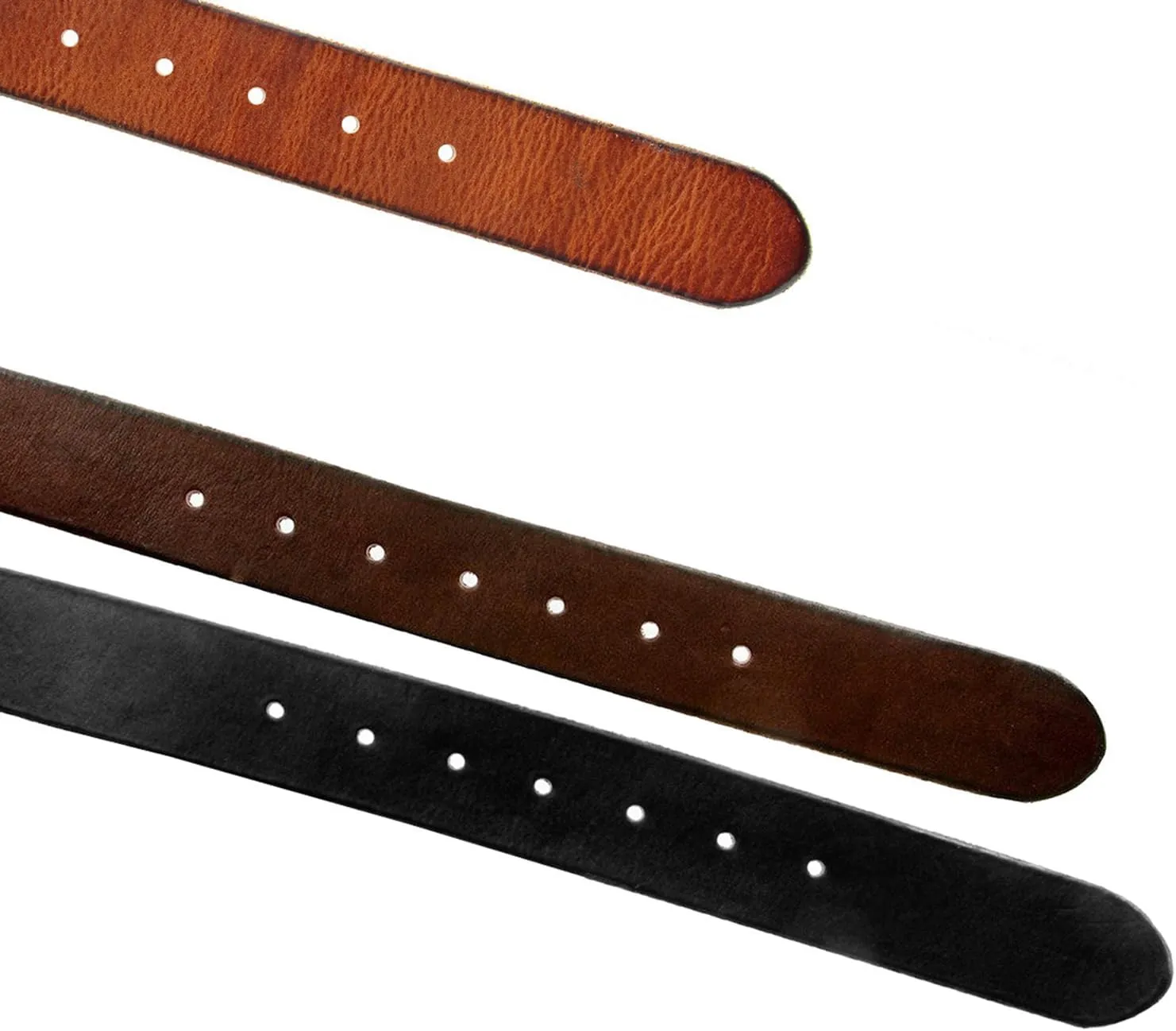 100% One-Piece Full Grain Leather Belt Straps with No Slot Hole/Slot Hole/Heavy-Duty, Multi Options 1-1/2" (38mm) Wide