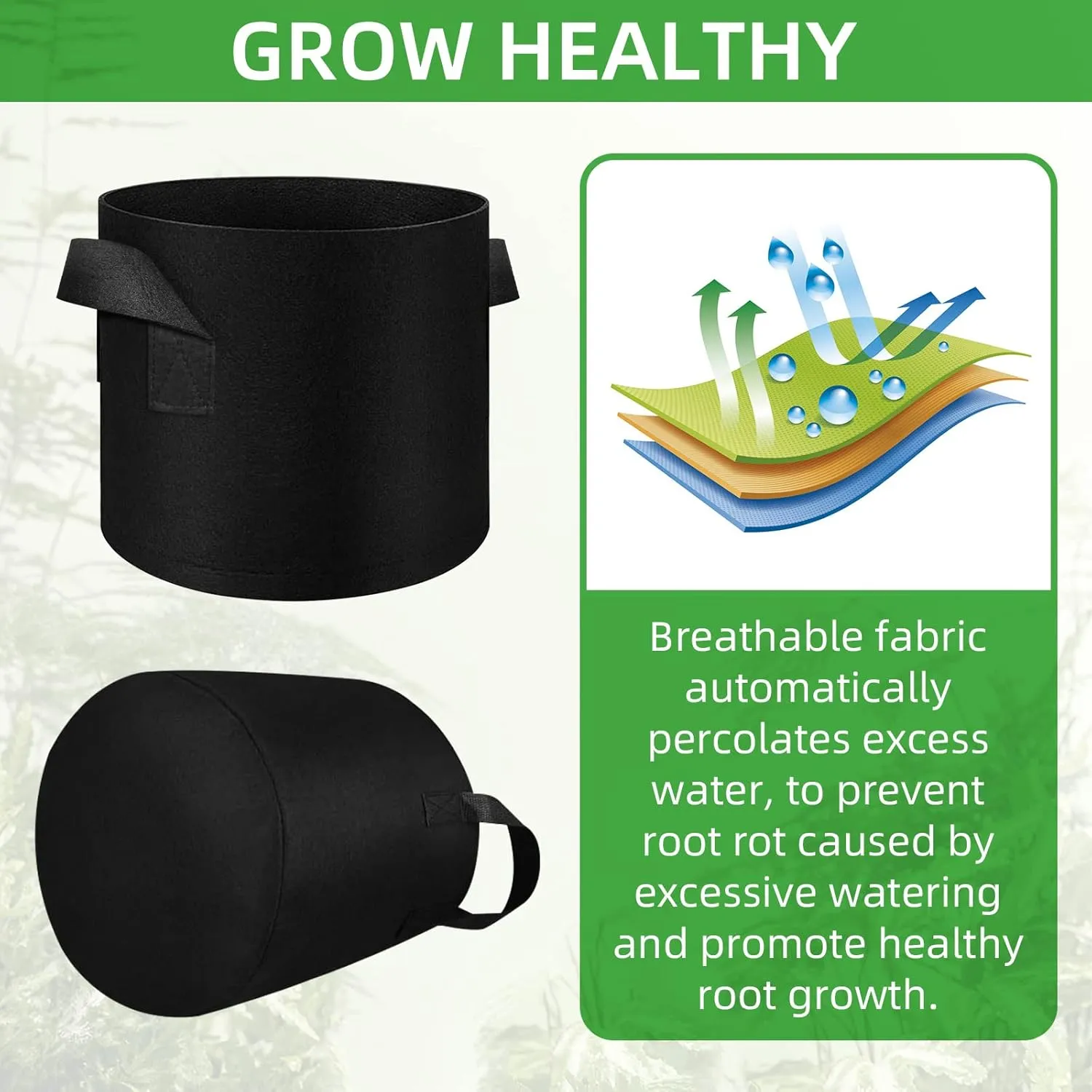 12 Pack 15 Gallon Grow Bags, Heavy Duty Thickened Non-Woven Aeration Fabric Plant Pots with Handles, Gardening Plant Growing Bags for Vegetable/Flower/Plant/Fruits, Black