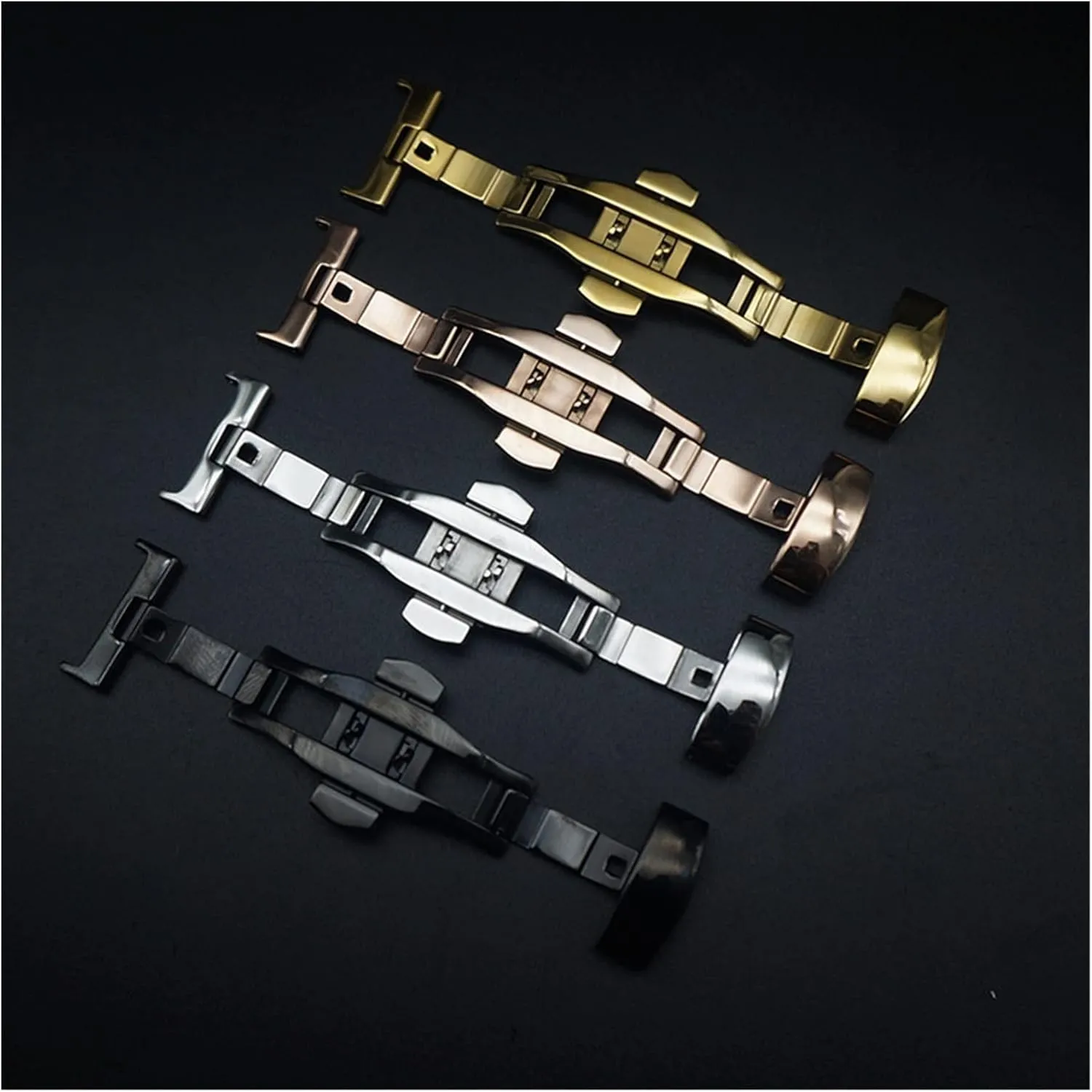 12mm 14mm 16mm 18mm 20mm High Grade Butterfly Buckle Double Press Exquisite Stainless Steel Belt Buckle Unisex Accessories Watch mouth