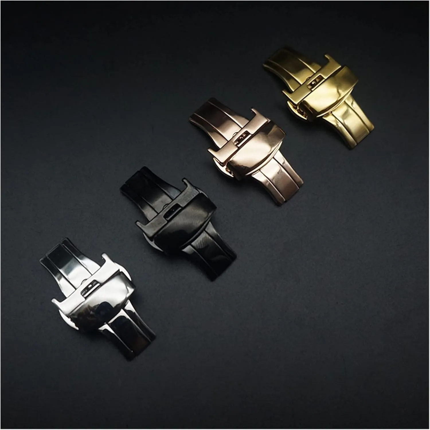 12mm 14mm 16mm 18mm 20mm High Grade Butterfly Buckle Double Press Exquisite Stainless Steel Belt Buckle Unisex Accessories Watch mouth