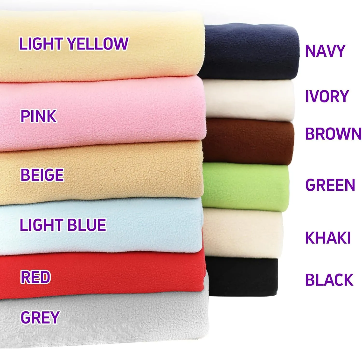 12PCS Solid Color Knitted Polar Fleece Fabric | 20''x20'' | Anti Pill Fabric Patchwork Polyester Plush Fleece Cloth for Sewing, Toys, Throw Blankets, PJ Pants, Booties, Eye Mask