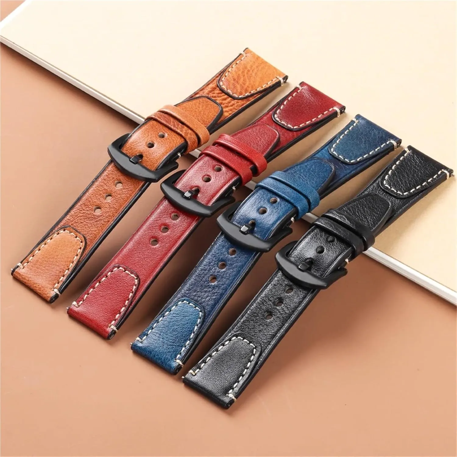 18 20 22mm Universal Retro Watchband Genuine Leather Watch Straps SmartWatches Men Women Steel Buckle