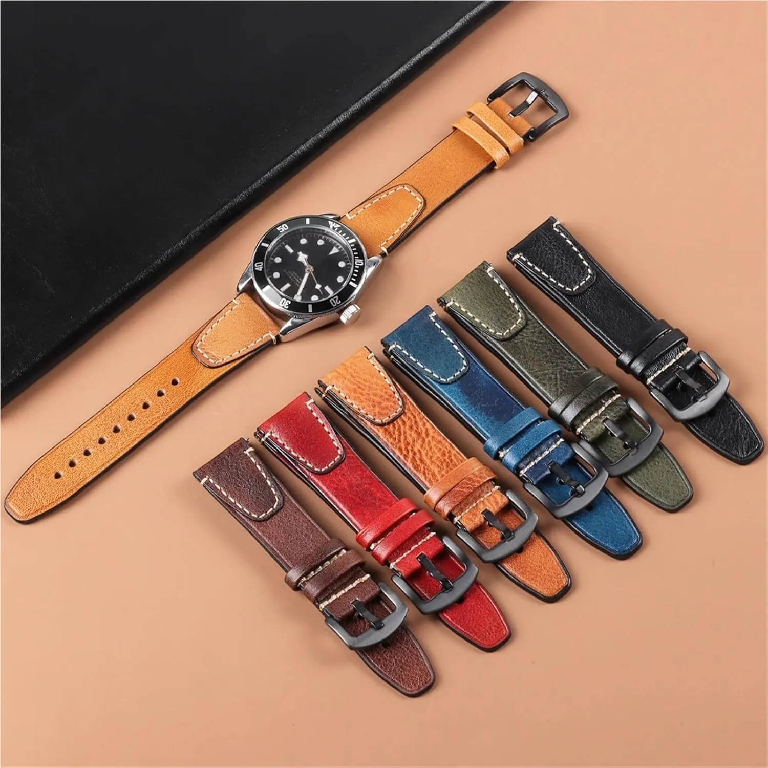 18 20 22mm Universal Retro Watchband Genuine Leather Watch Straps SmartWatches Men Women Steel Buckle