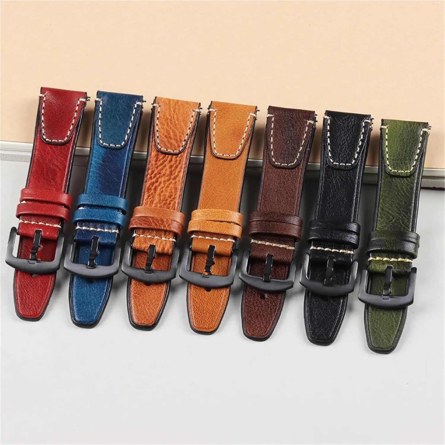 18 20 22mm Universal Retro Watchband Genuine Leather Watch Straps SmartWatches Men Women Steel Buckle