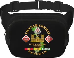 18th Engineer Brigade Vietnam Combat Engineer Waist Pack Bag Fanny Pack for Men Hip Bum Bag with Adjustable Strap for Outdoors Workout Traveling Casual Running Hiking Cycling