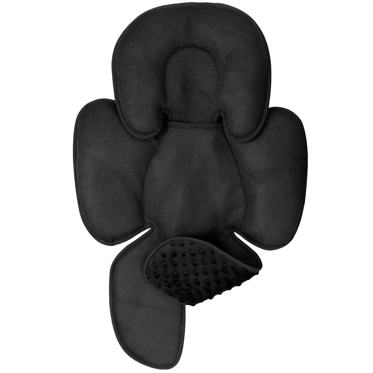 2-in-1 Baby Carseat Head Support, Infant Car Seat Insert for Girls Boys, Soft Baby Neck Support and Body Cushion for Stroller, Baby Swing, Bouncer (Black)