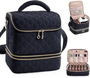 2-in-1 Nail Polish Organizer Case – Holds 48 Bottles, Nail Supplies & Manicure Tools – Portable Nail Tech Storage Bag with Removable Slots, Travel Nail Kit Carrying Case