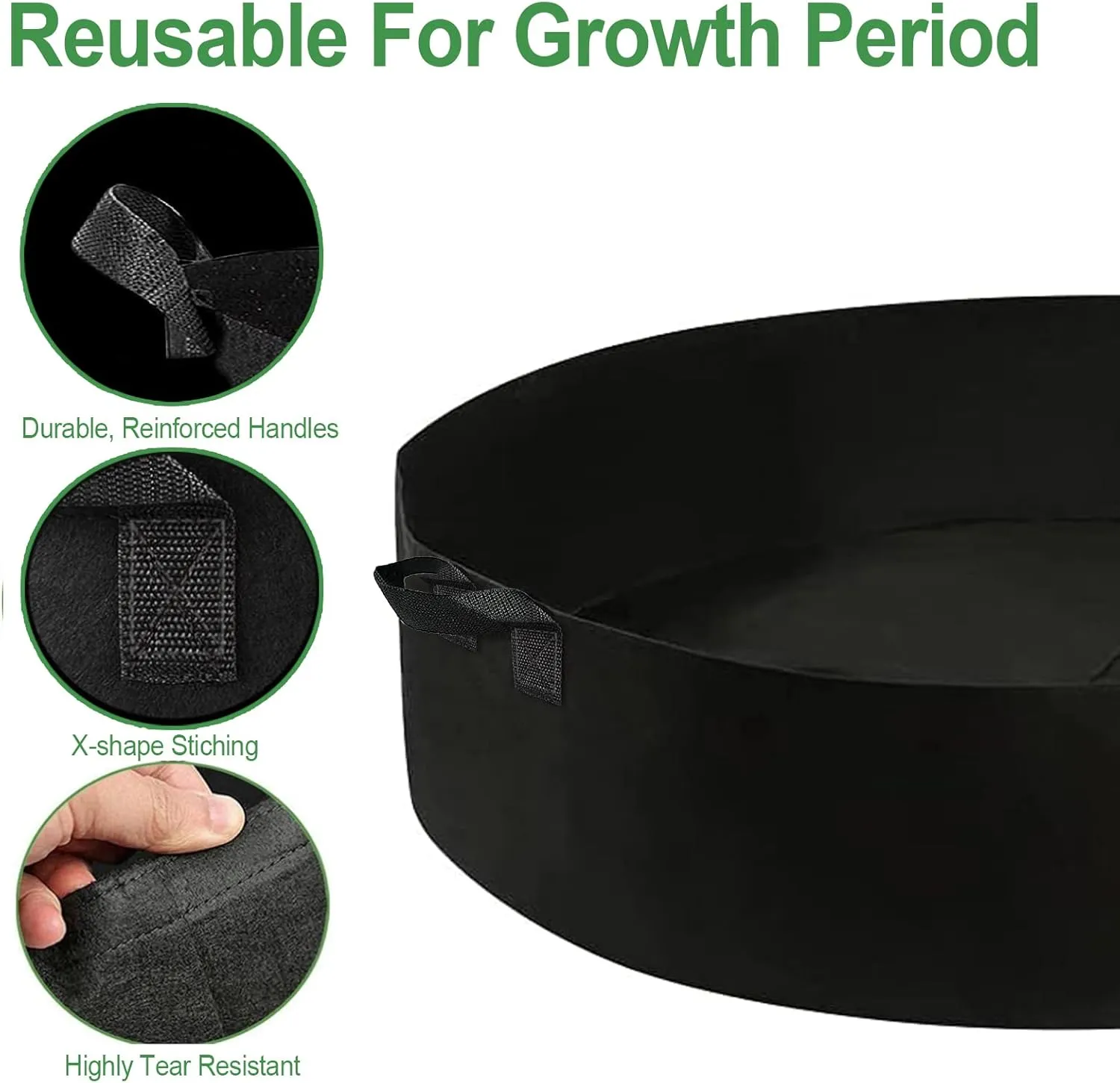 2-Pack 50 Gallon Plant Grow Bags, Large Fabric Raised Garden Bed with Handles,Durable Garden Beds Planters Aeration Gardening Container to Grow Vegetables for Outdoor Plants