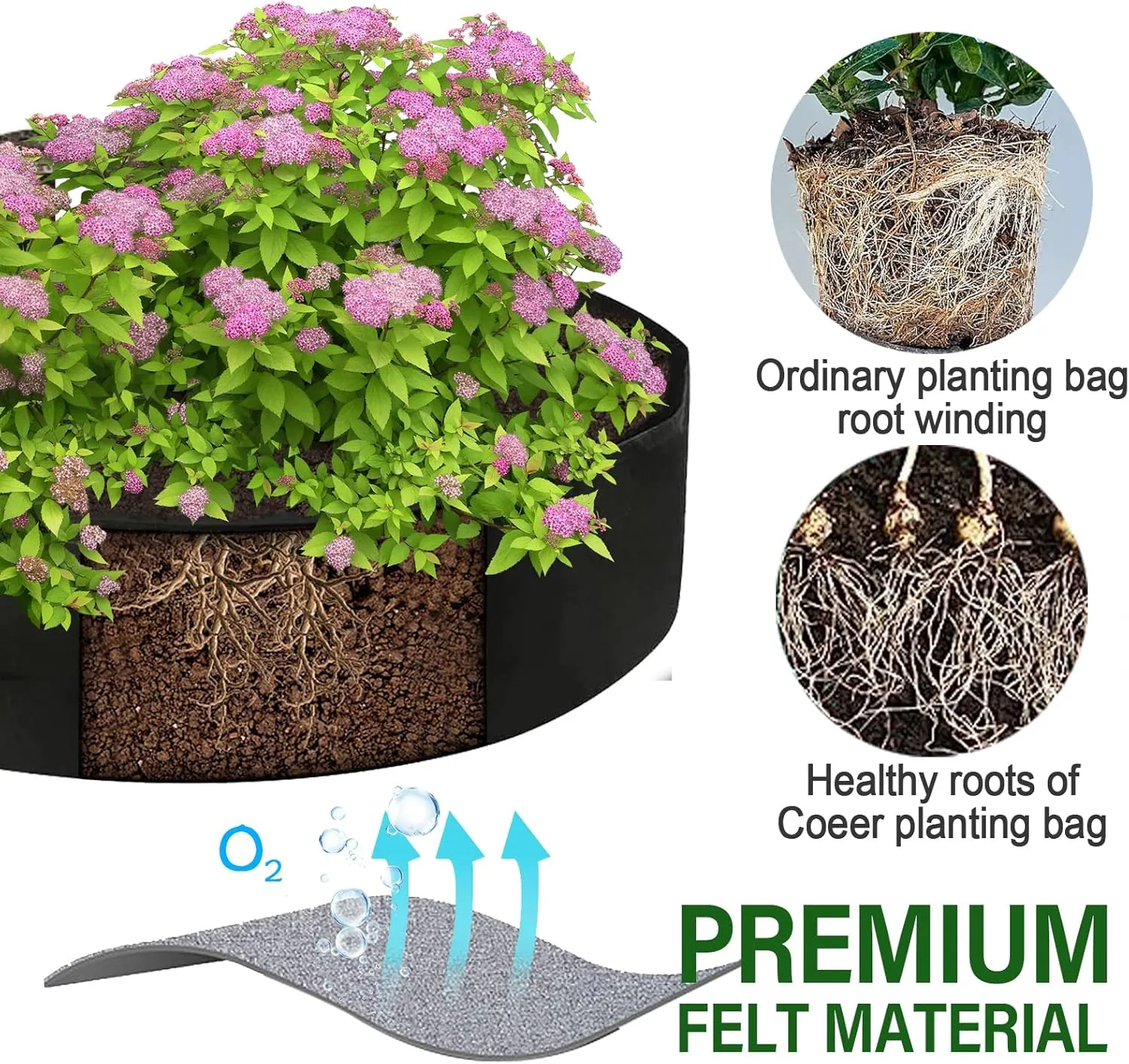 2-Pack 50 Gallon Plant Grow Bags, Large Fabric Raised Garden Bed with Handles,Durable Garden Beds Planters Aeration Gardening Container to Grow Vegetables for Outdoor Plants