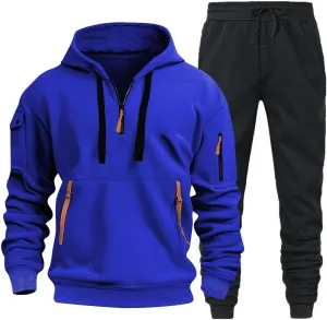 2 Piece Tracksuit Set for Men Athletic Hoodie Jogging Sweatsuits Gym Sports Long Sleeve Pullover Fitness Sweatpants