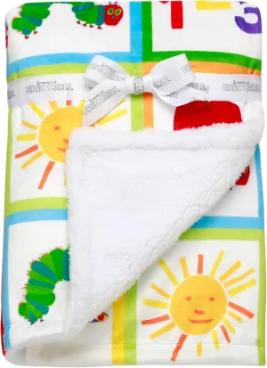 2 Ply Plush Baby Blanket, Reversible World of Eric Carle The Very Hungry Caterpillar Print (Multi-Colored, 30 in. x 40 in.)