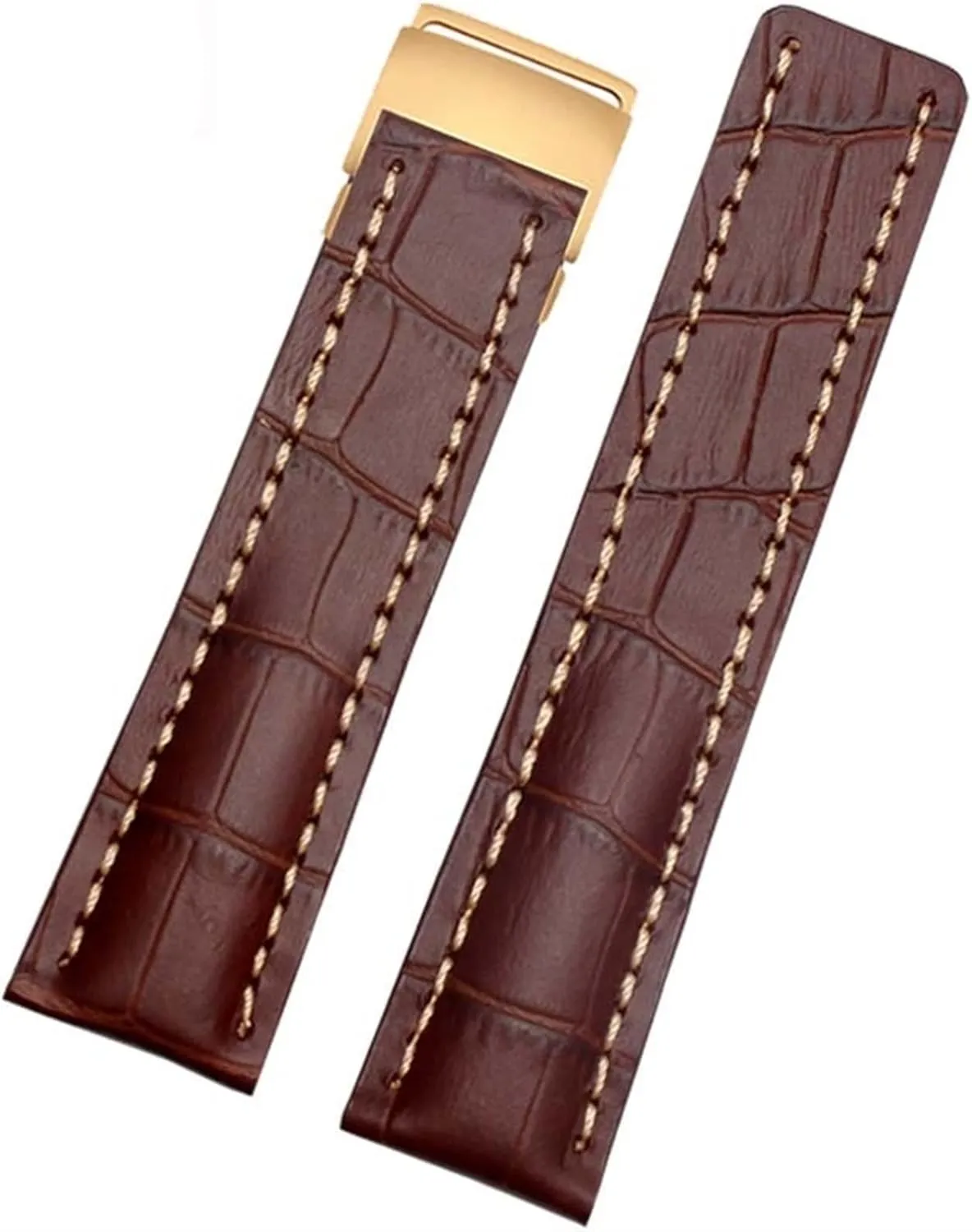 22mm 24mm Genuine Leather Strap Watch Band for Breitling Mens Watch Cow Leather Bracelet with Deployment Buckle
