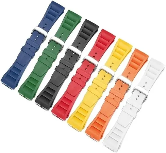 25mm-20mm Rubber Watchband Fit for Richard Mille RM011 Series Bracelet Screw Style Men Watch Strap