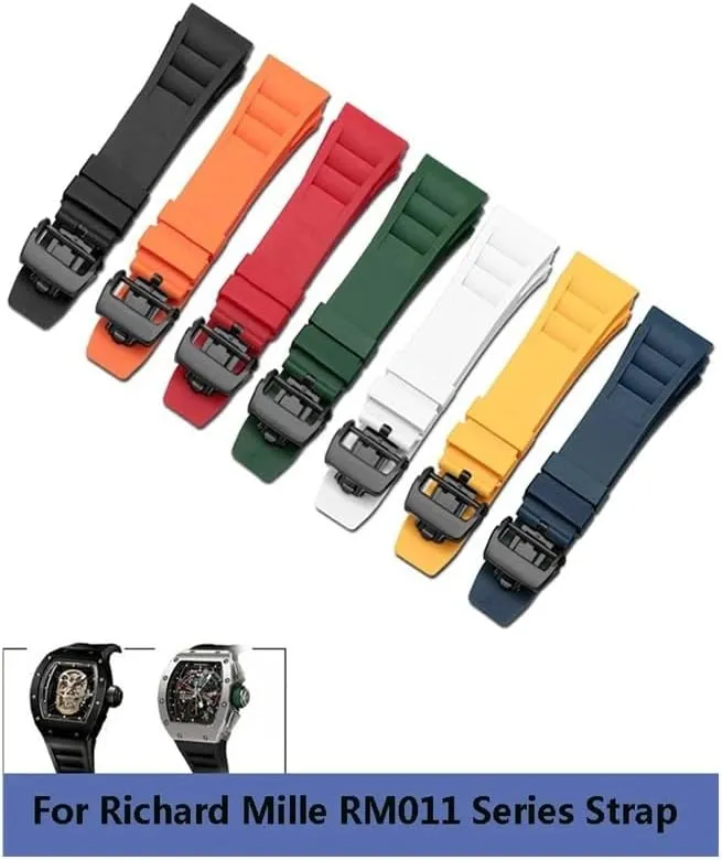 25mm-20mm Rubber Watchband Fit for Richard Mille RM011 Series Bracelet Screw Style Men Watch Strap