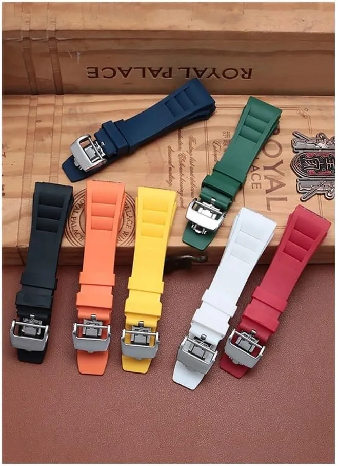25mm-20mm Rubber Watchband Fit for Richard Mille RM011 Series Bracelet Screw Style Men Watch Strap