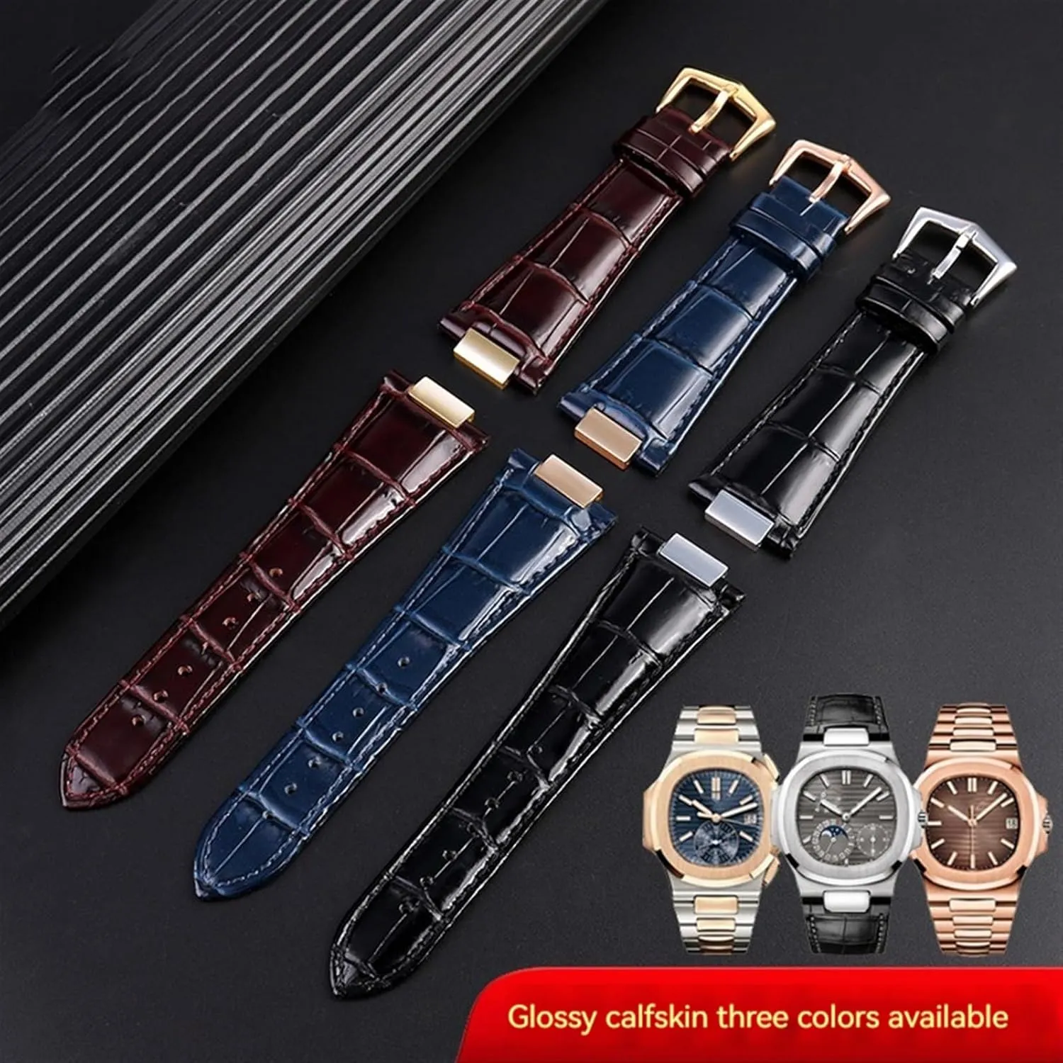 25mm*13mm For Patek Philippe Genuine Leather Watch Belt 5711 5712g Nautilus Watch Strap Special Interface Men Watchbands