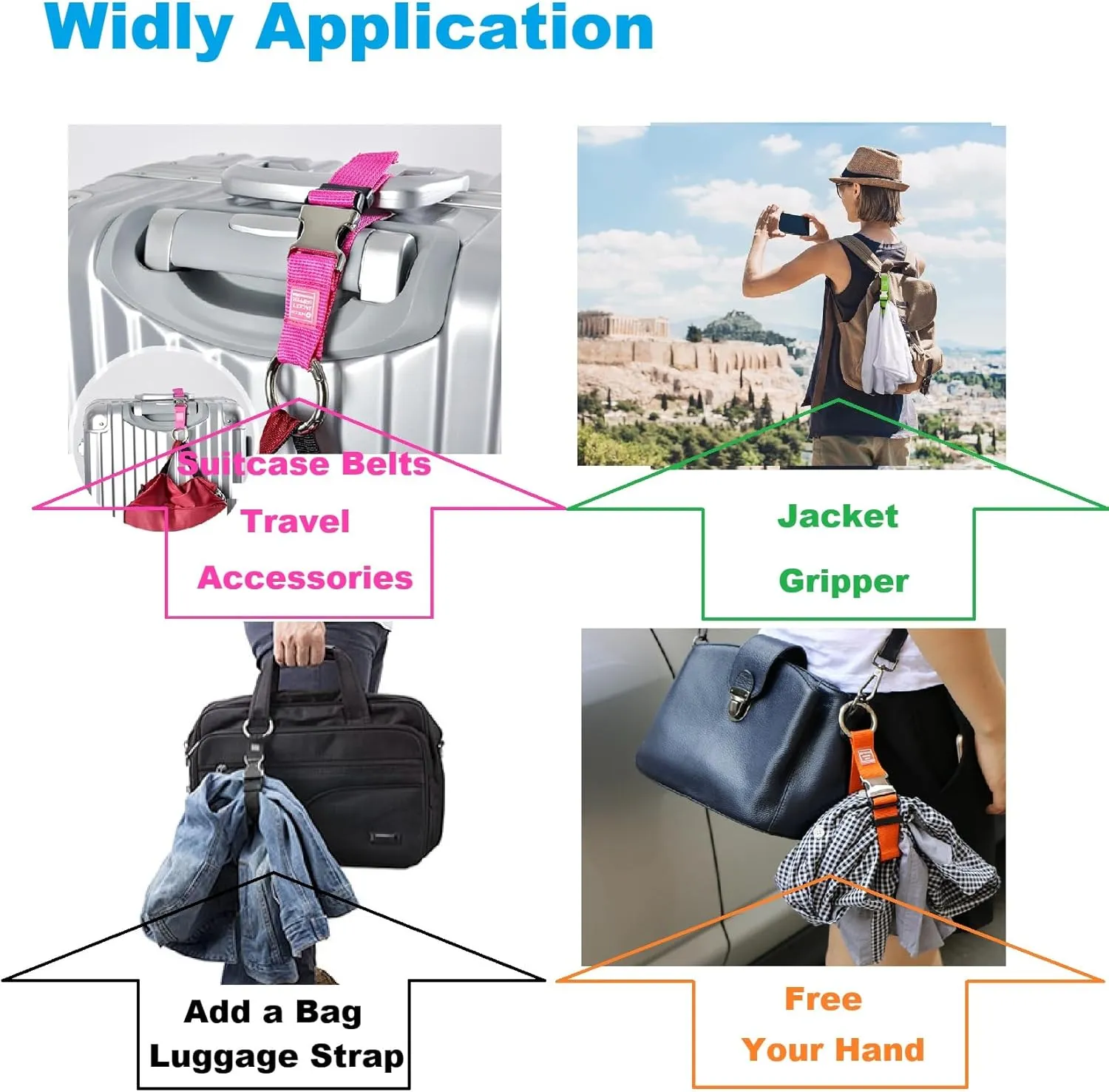 2PCS Heavy Duty Add a Bag Luggage Straps Jacket Gripper,Carry-on Luggage Belt Baggage Suitcase Straps Belts Travel Accessories(Green)