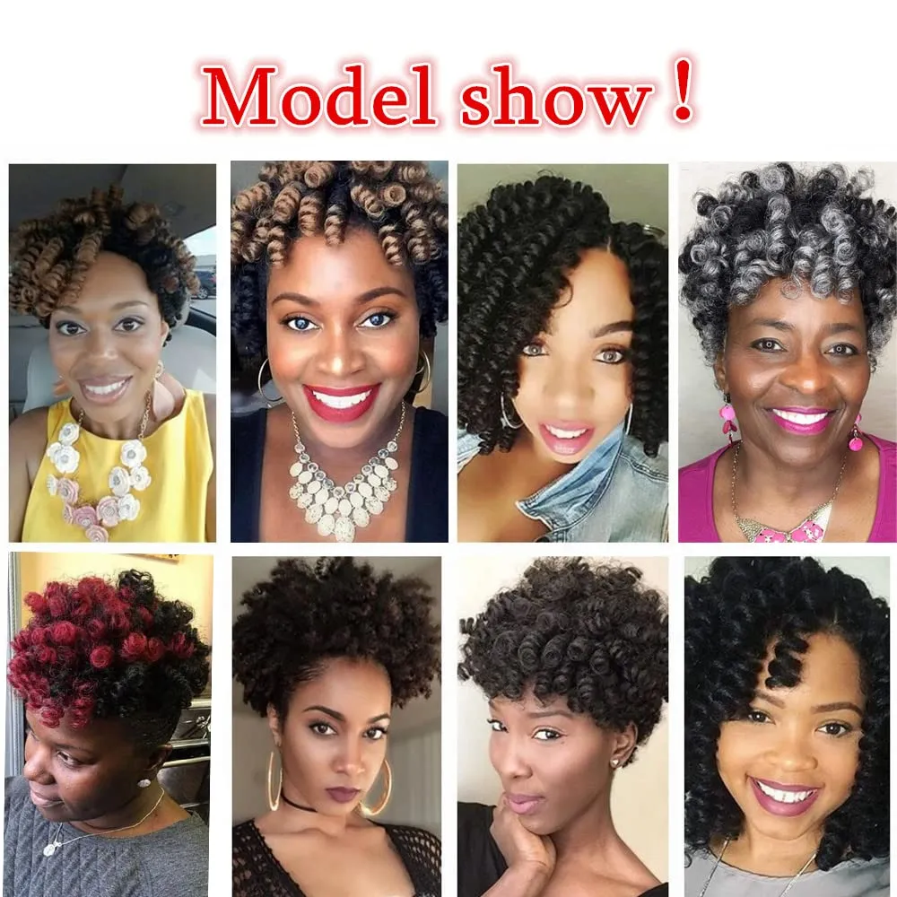 3 Packs Saniay Curl Crochet Braids Short Crochet Braiding Bouncy Twist Spiral Curls Jamaican Twist Hair Extensions 20 Strands/Pack (27, 6 * 10 inch)