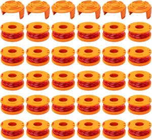 36 Pcs Replacement Trimmer Spools Compatible with Worx String Trimmer,300ft, 0.065in WA0010 Weed Eater Refils and WA6531 Spool Cap Cover Fit for Worx Weed Eater, 30 Line spools and 6 Caps