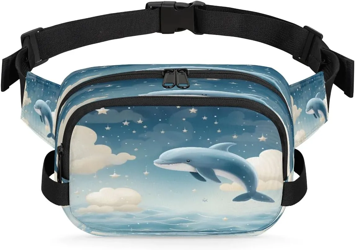 3D Dolphin Print Men's and Women's Waist Pack Crossbody Dolphin Print Waist Pack Running Strap, Adjustable Shoulder Strap - For Hiking and Running Exercise Fitness