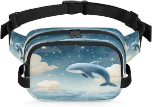 3D Dolphin Print Men's and Women's Waist Pack Crossbody Dolphin Print Waist Pack Running Strap, Adjustable Shoulder Strap - For Hiking and Running Exercise Fitness