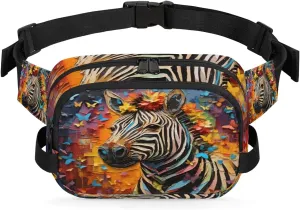 3D Oil Painting Zebra Men's and Women's Waist Pack Crossbody Animal Zebra Print Waist Pack Running Strap, Adjustable Shoulder Strap - For Hiking and Running Exercise Fitness