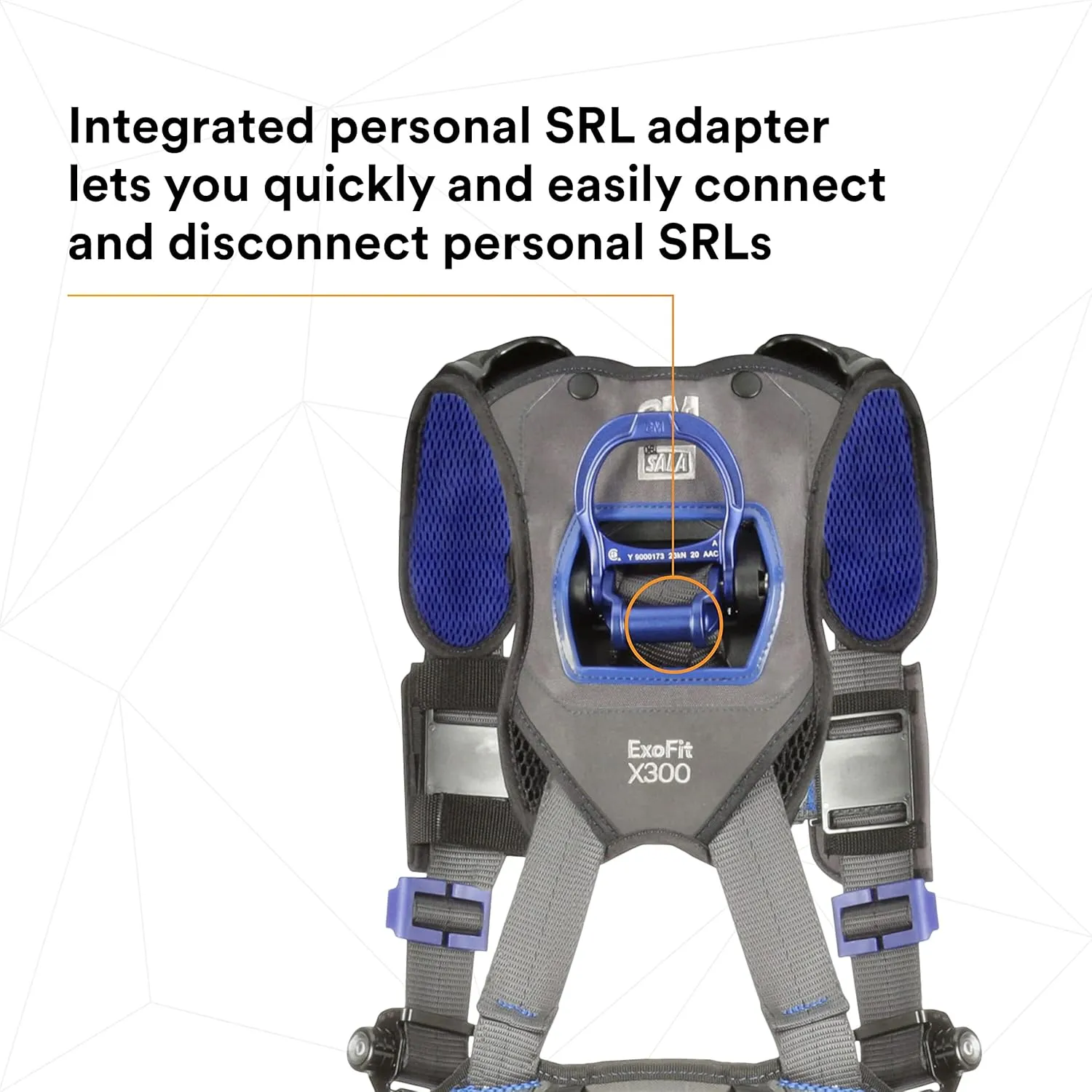 3M 1113120 DBI-SALA ExoFit X300 Comfort Construction Positioning Safety Harness, Construction Fall Protection, Aluminum Back and Hip D-Rings, Auto-Locking Quick Connect Leg and Chest Buckles, X-Small
