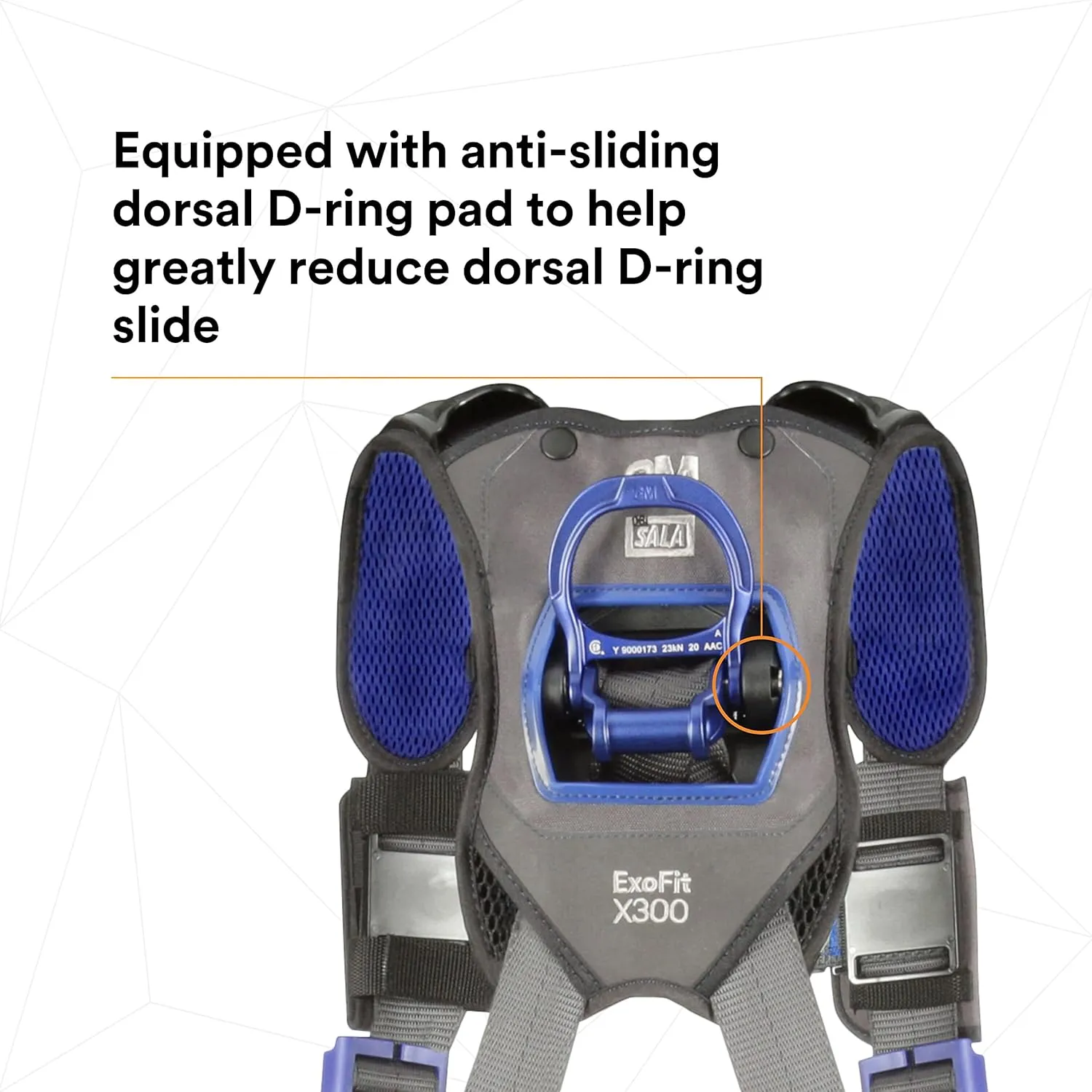 3M 1113120 DBI-SALA ExoFit X300 Comfort Construction Positioning Safety Harness, Construction Fall Protection, Aluminum Back and Hip D-Rings, Auto-Locking Quick Connect Leg and Chest Buckles, X-Small