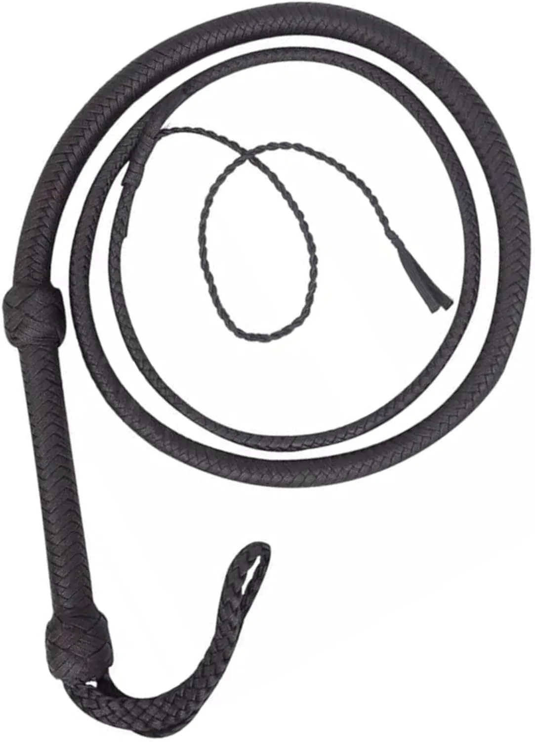 4 Feet Handcrafted Leather Bullwhip with 16 Plait Paracord Nylon Overlay Steel Core Handle Multiple Length Includes Leather Belt Holder and Spare Crackers
