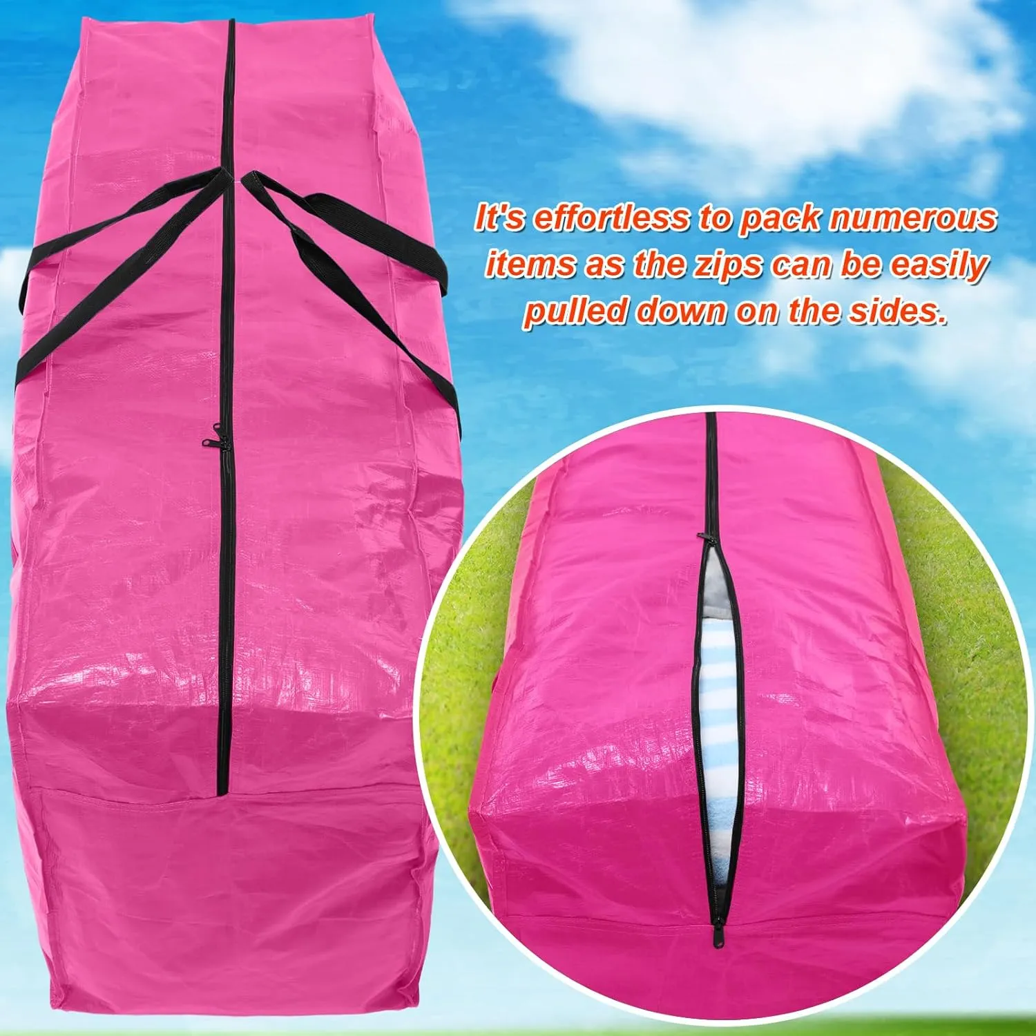 4 Pcs 66 Gallon Large Moving Bags with Zipper and Handles Foldable Storage Duffle Bags Heavy Duty Extra Large Totes for College Dorm Travel Clothes Blankets Bedding Moving(Pink)