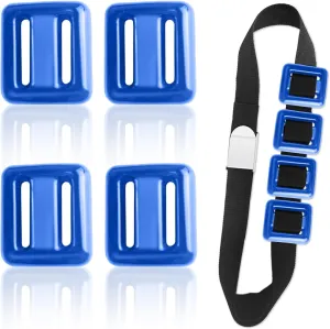 4 PCS Diving Weights, Blue Coated Diving Weight Block, Diving Weight Block with Metal Buckle Belt, Suitable for Freediving, Underwater Operations