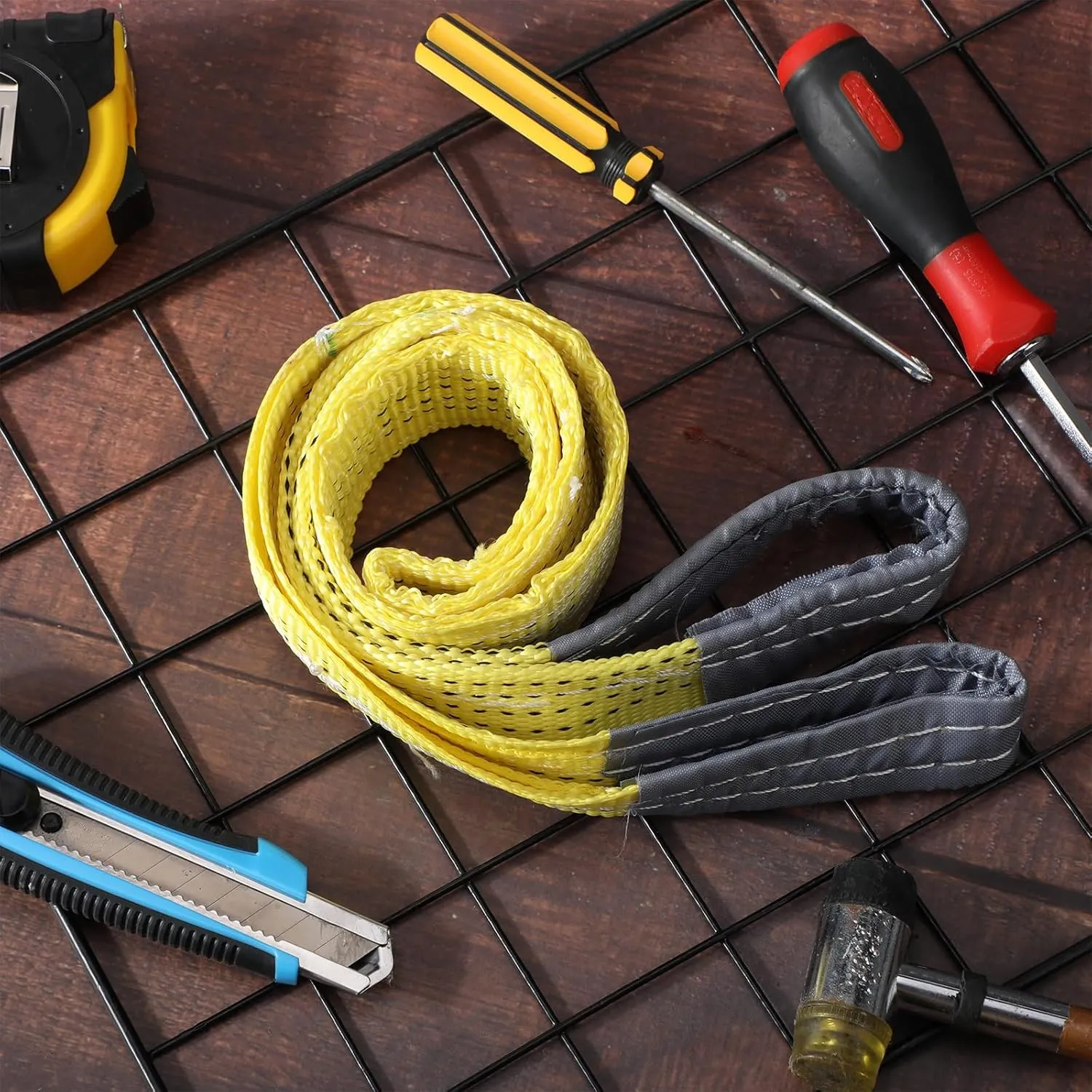 4 Pcs Lift Sling Straps Heavy Duty Web Slings Straps Polyester Nylon for Hoist Car Outdoor Using