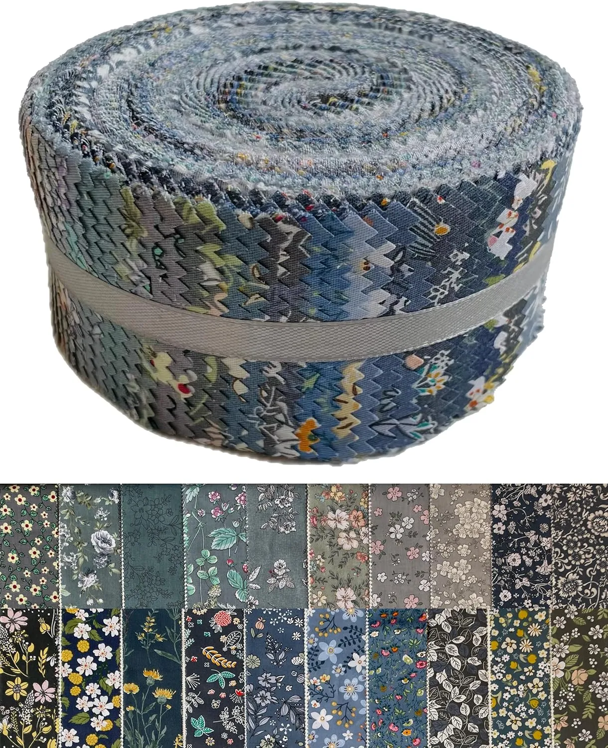 40 Strip Jelly Roll Fabric Strips for Sewing, 100% Cotton Fabric for Quilting Crafting, Precut Fabric Bundles, Patchwork Precut Quilt Squares-2.5" x 44" Foggy Capital