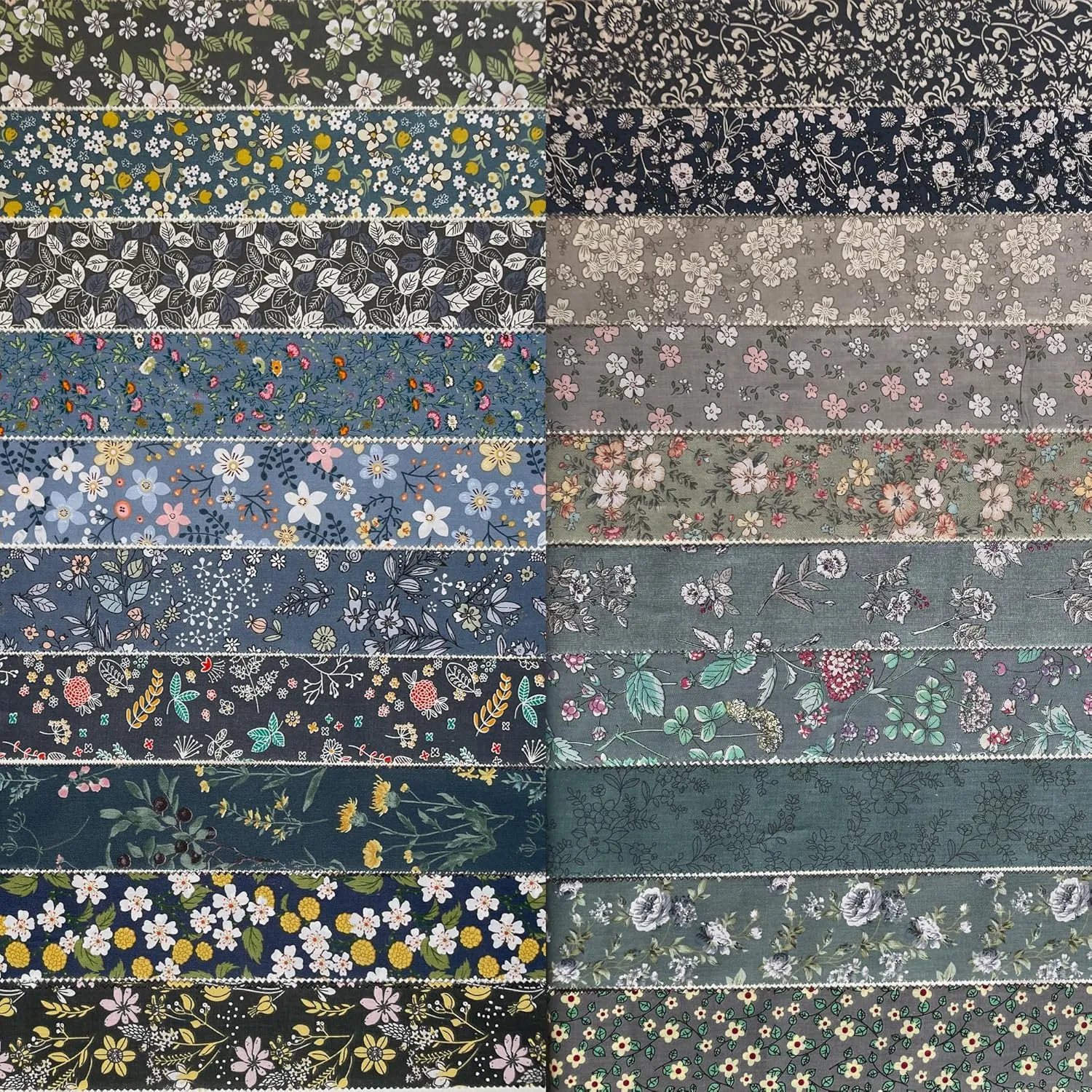 40 Strip Jelly Roll Fabric Strips for Sewing, 100% Cotton Fabric for Quilting Crafting, Precut Fabric Bundles, Patchwork Precut Quilt Squares-2.5" x 44" Foggy Capital