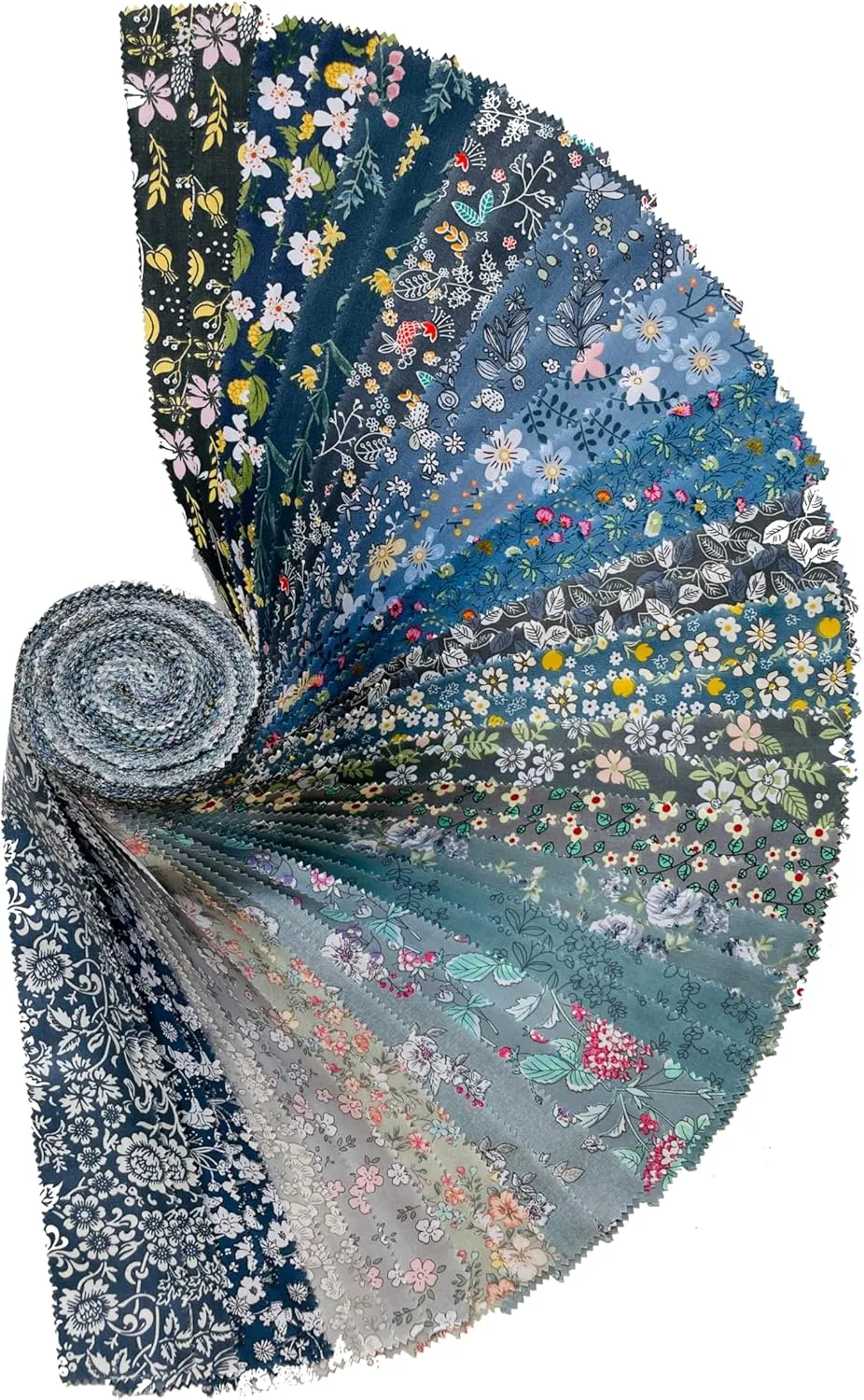 40 Strip Jelly Roll Fabric Strips for Sewing, 100% Cotton Fabric for Quilting Crafting, Precut Fabric Bundles, Patchwork Precut Quilt Squares-2.5" x 44" Foggy Capital