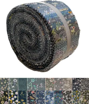 40 Strip Jelly Roll Fabric Strips for Sewing, 100% Cotton Fabric for Quilting Crafting, Precut Fabric Bundles, Patchwork Precut Quilt Squares-2.5" x 44" Foggy Capital