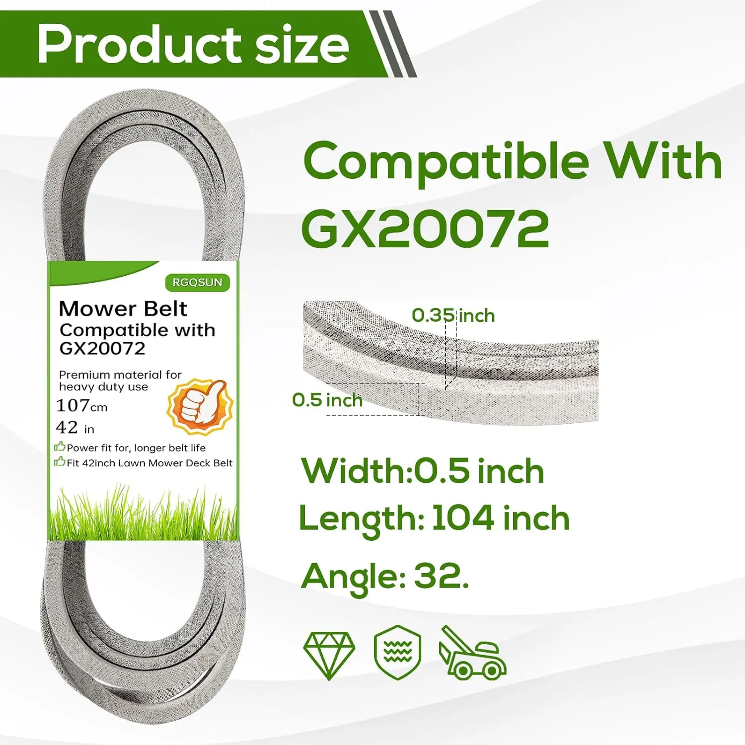 42 inch Lawn Mower Deck Belt Compatible with John Deere GX20072 GY20570,Deck Drive Belt Compatible with L 100 130 1742 D100 D110 D120 D130 X110 X125 X145 E100 E110 E120