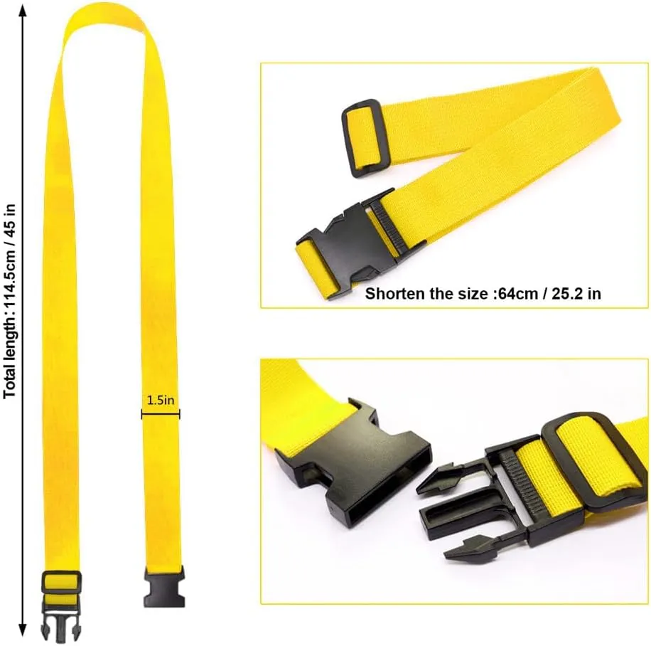 4Pack Luggage Straps for Suitcases, Travel Connector for Carry On Bag, Add A Bag to Connect Two Suitcases, Adjustable Belt Attachment Accessories for Connect Your 3 Luggages, Yellow