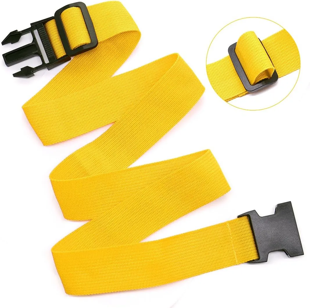 4Pack Luggage Straps for Suitcases, Travel Connector for Carry On Bag, Add A Bag to Connect Two Suitcases, Adjustable Belt Attachment Accessories for Connect Your 3 Luggages, Yellow