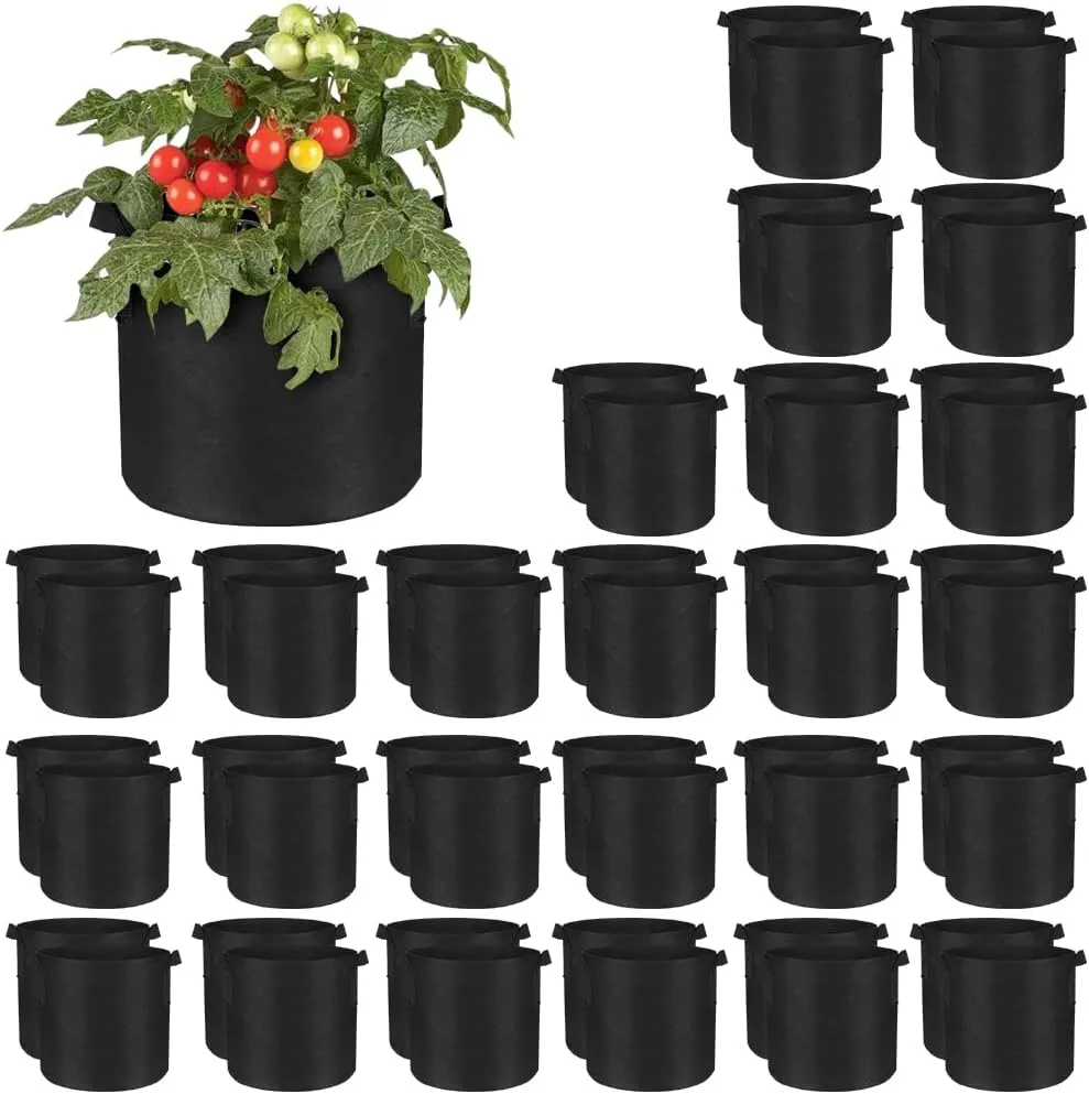 50 Pack Grow Bags Bulks Fabric Pots with Handles Aeration Grow Pots Garden Plant Bags for Gardening, Plant and Vegetables, Black (10 Gallon)