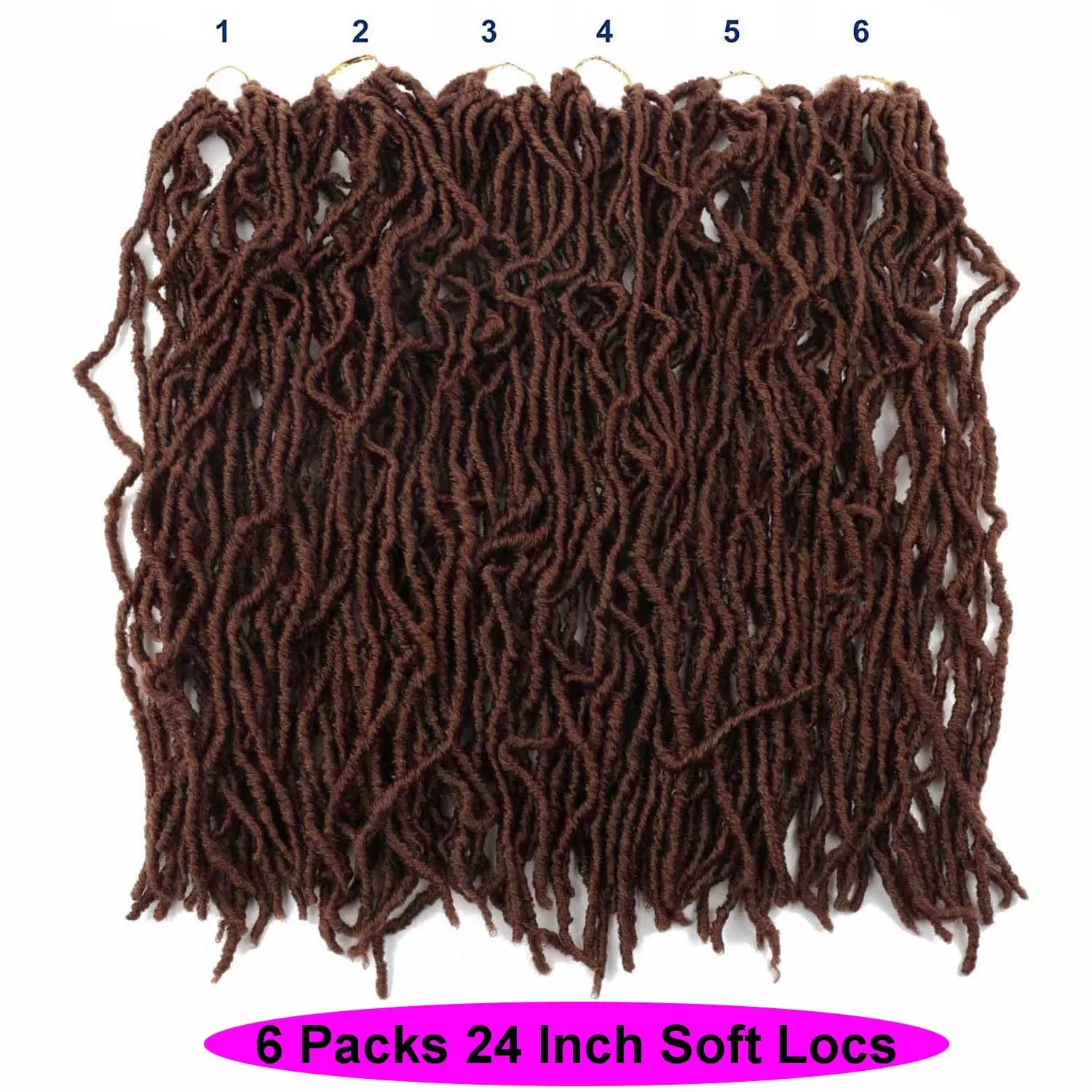 6 Packs Soft Locs Crochet Hair Pre Looped Faux Locs Crochet Braids Goddess Locs Dreadlocs Synthetic Hair For Black Women (30#, 24 Inch (Pack of 6))