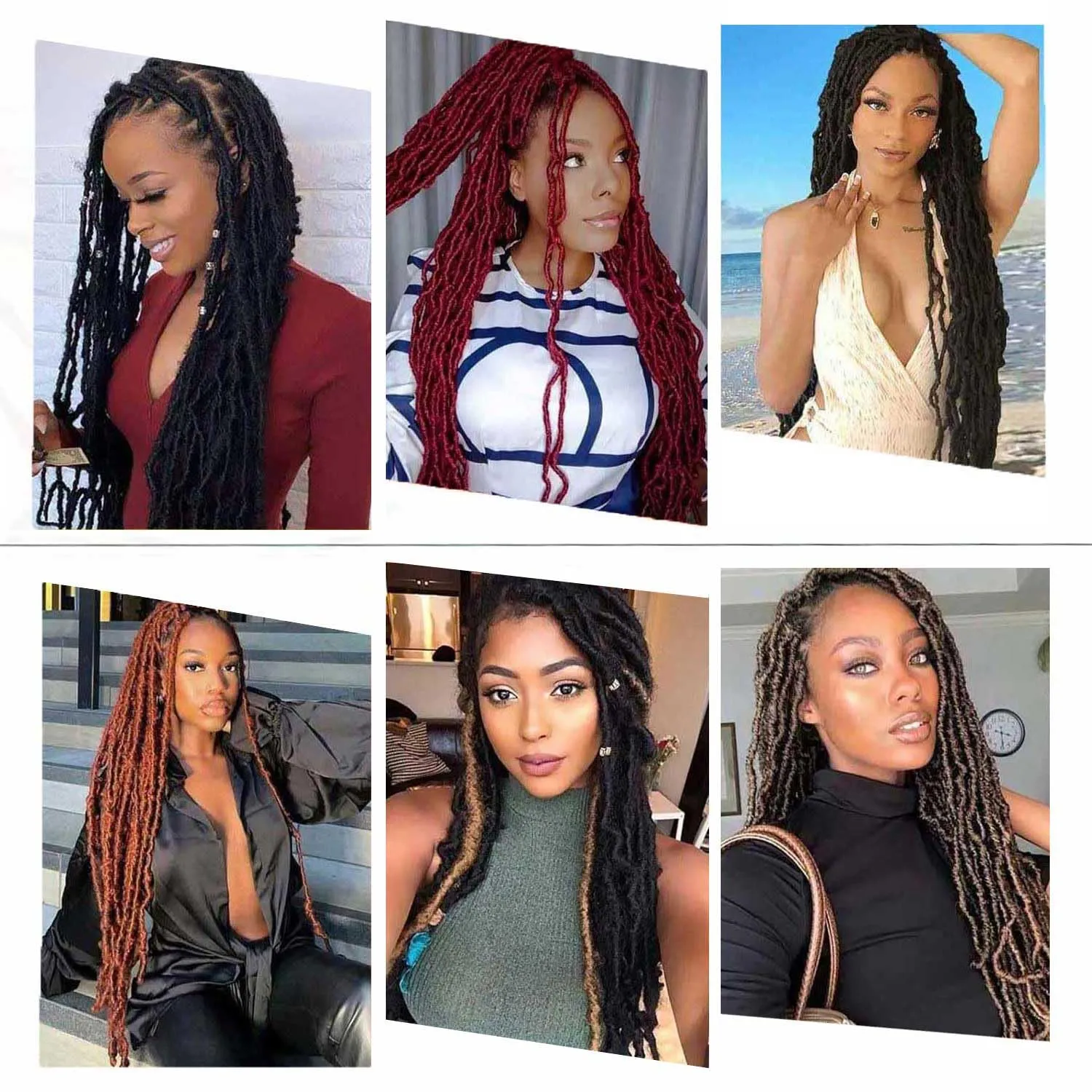 6 Packs Soft Locs Crochet Hair Pre Looped Faux Locs Crochet Braids Goddess Locs Dreadlocs Synthetic Hair For Black Women (30#, 24 Inch (Pack of 6))